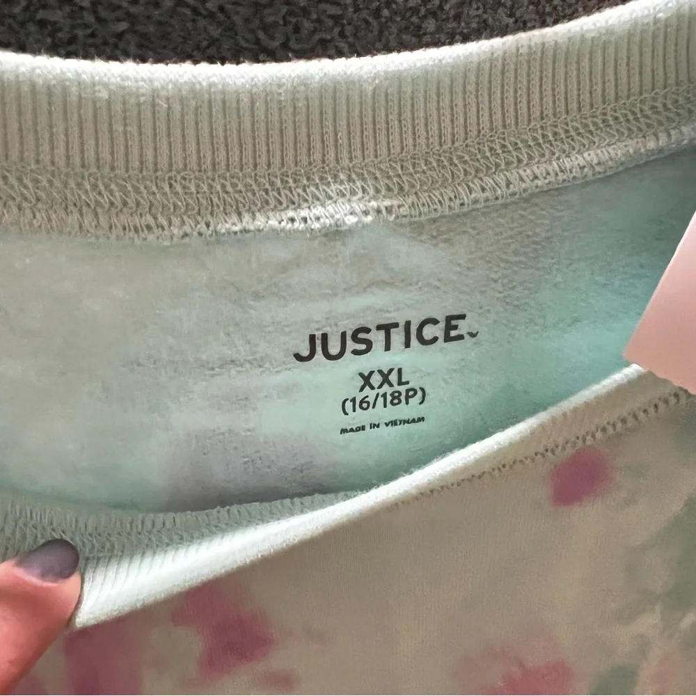 NWT Justice Girls aqua XXL PLUS Tie-Dye Sweatshirt